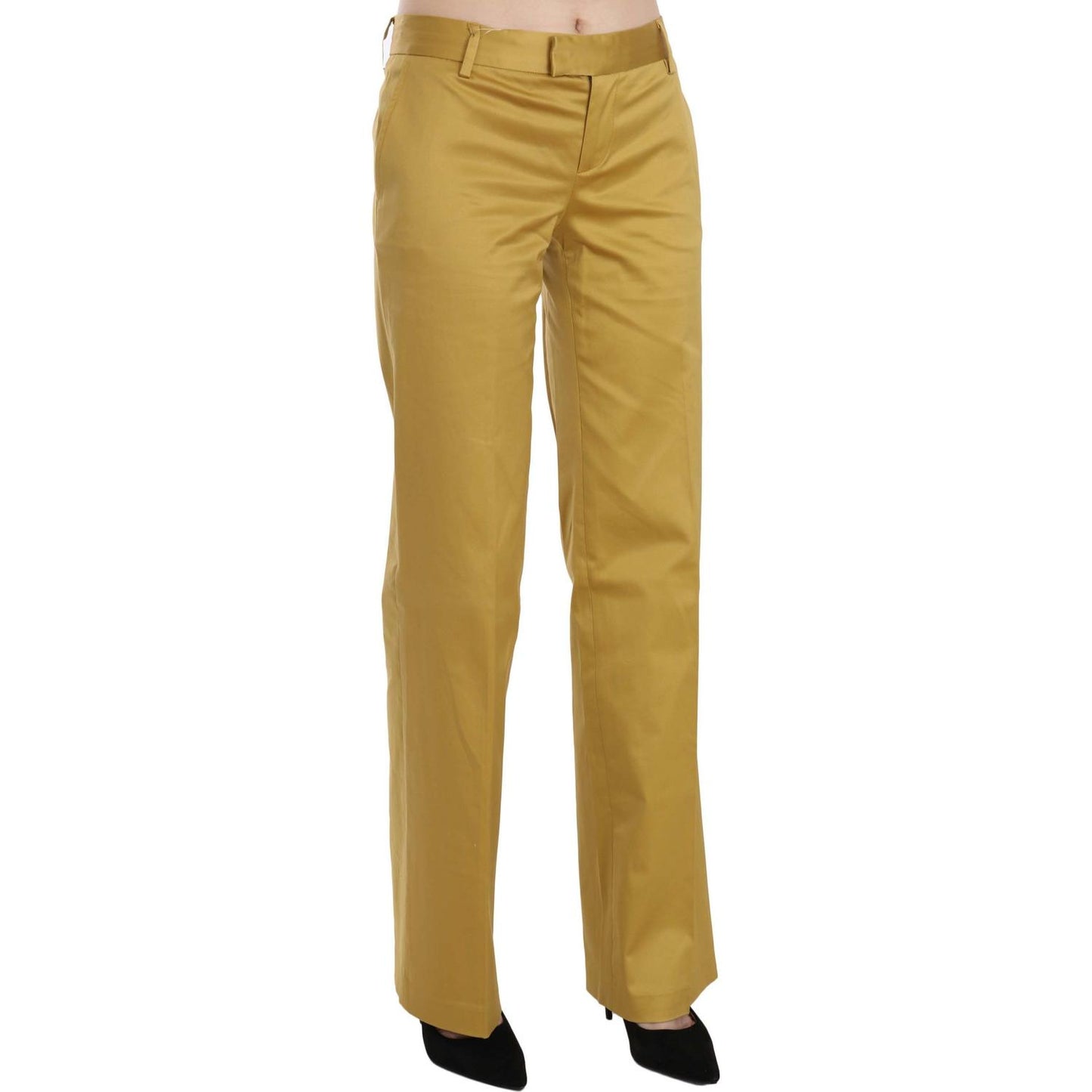 Just Cavalli Mustard Yellow Straight Formal Trousers Pants