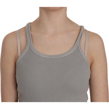 PINK MEMORIES Grey Sleeveless Spaghetti Strap Shirt