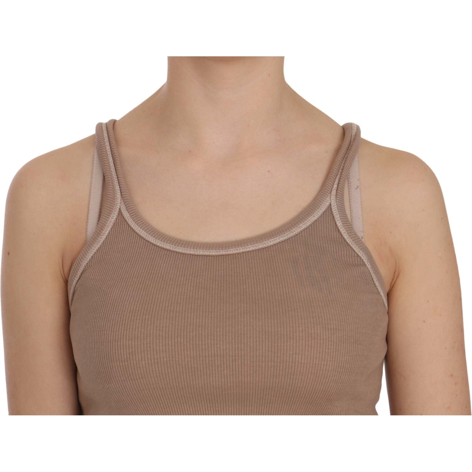 别致的棕色无袖细肩带上衣