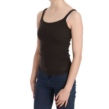 PINK MEMORIES Dark Brown Sleeveless Spaghetti Strap Blouse