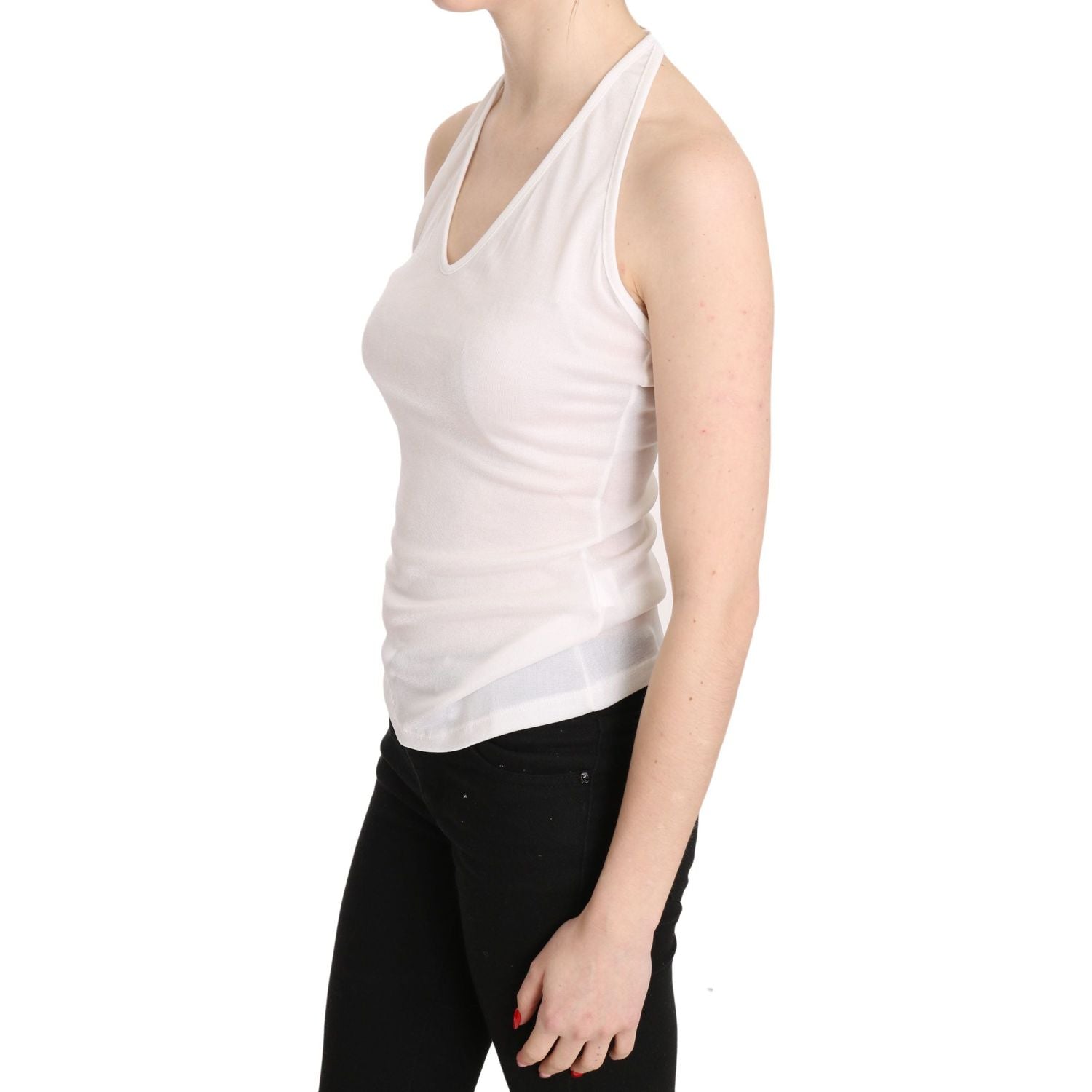 قميص GF Ferre الأنيق باللون الأبيض بدون أكمام