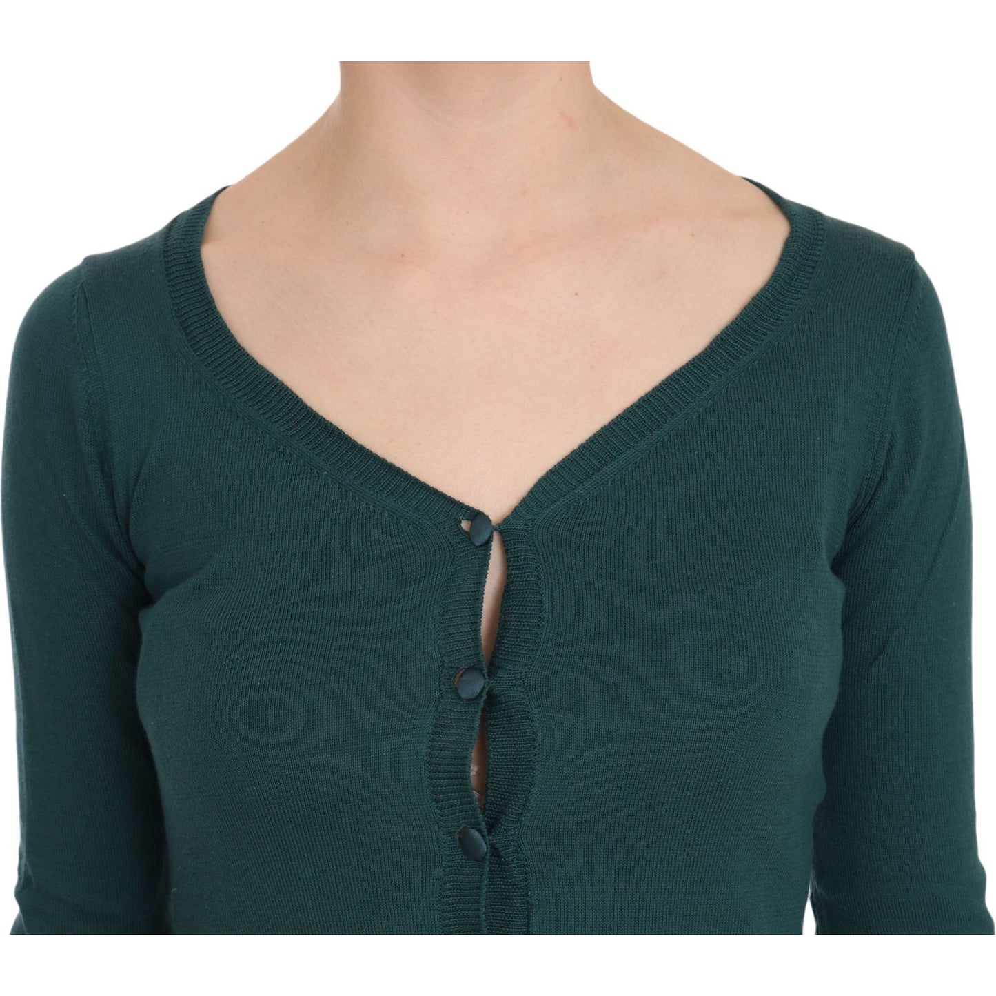 PINK MEMORIES Blue Green Cotton 3/4 Sleeve Cardigan Top Blouse