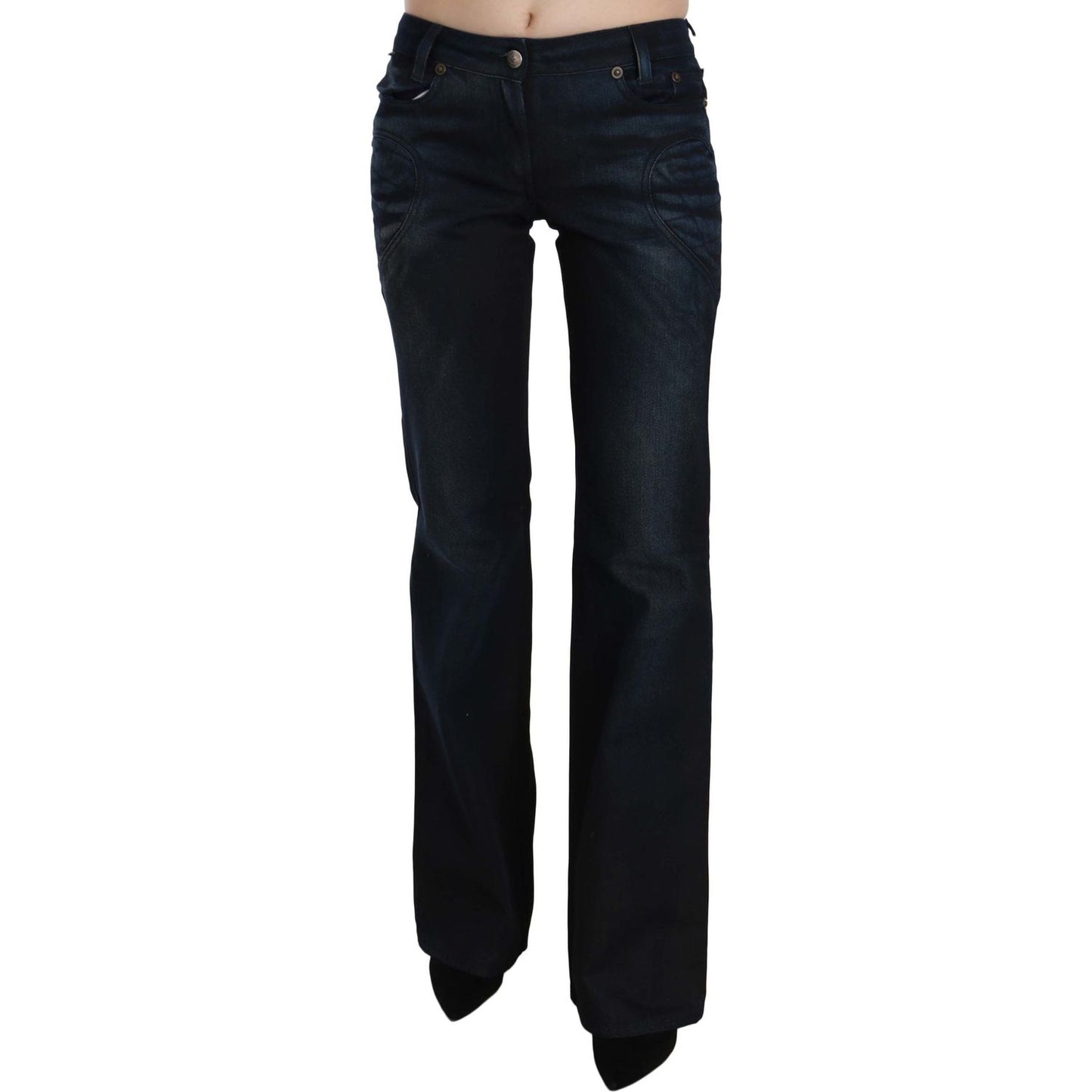 Just Cavalli Blue Washed Mid Waist Straight Denim Pants PAN70375-26