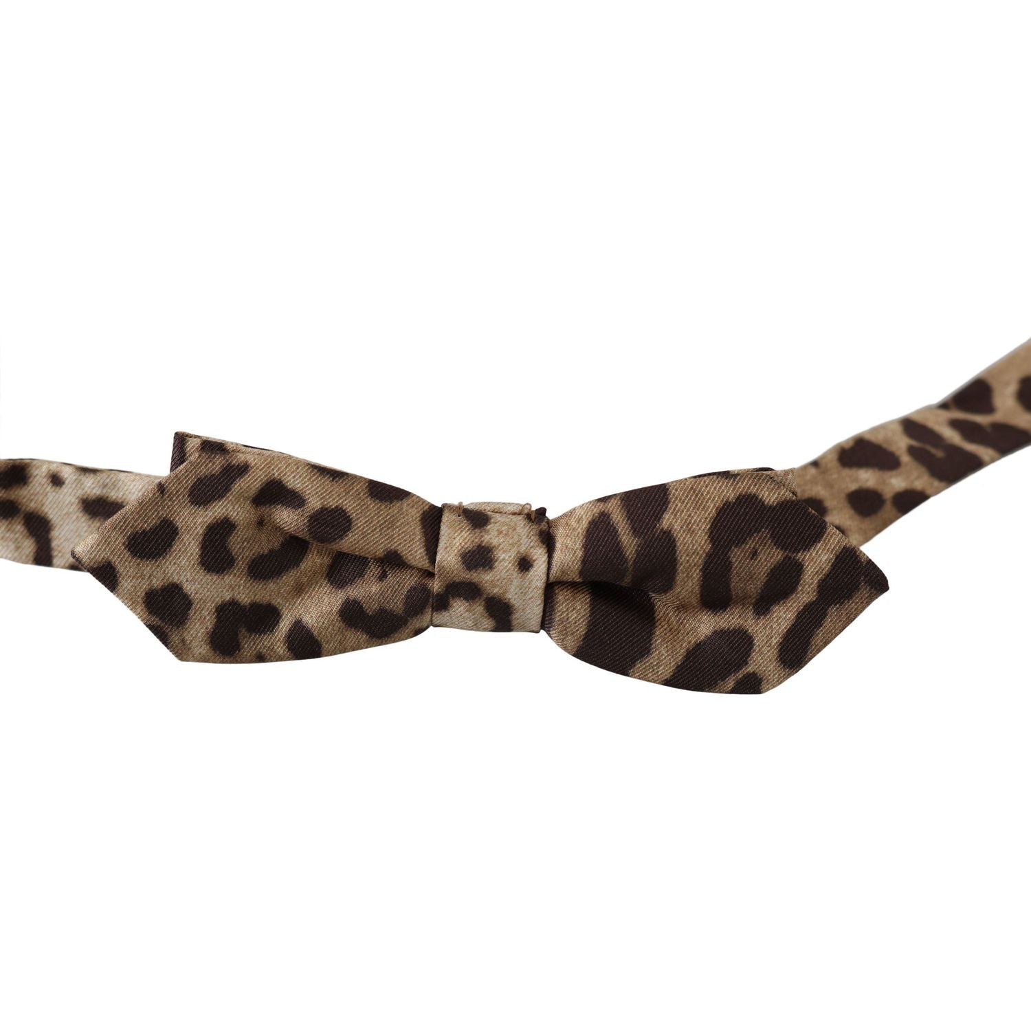 Dolce & Gabbana Brown Leopard Silk Adjustable Neck Papillon Men Bow Tie