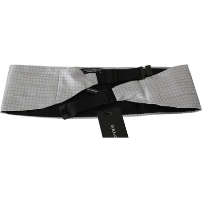 Dolce & Gabbana Gray Patterned Waist Belt Silk Cummerbund