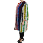 Dolce & Gabbana Elegant Multicolor Feather Long Coat Jacket Coats & Jackets Dolce & Gabbana Dark Slate Gray