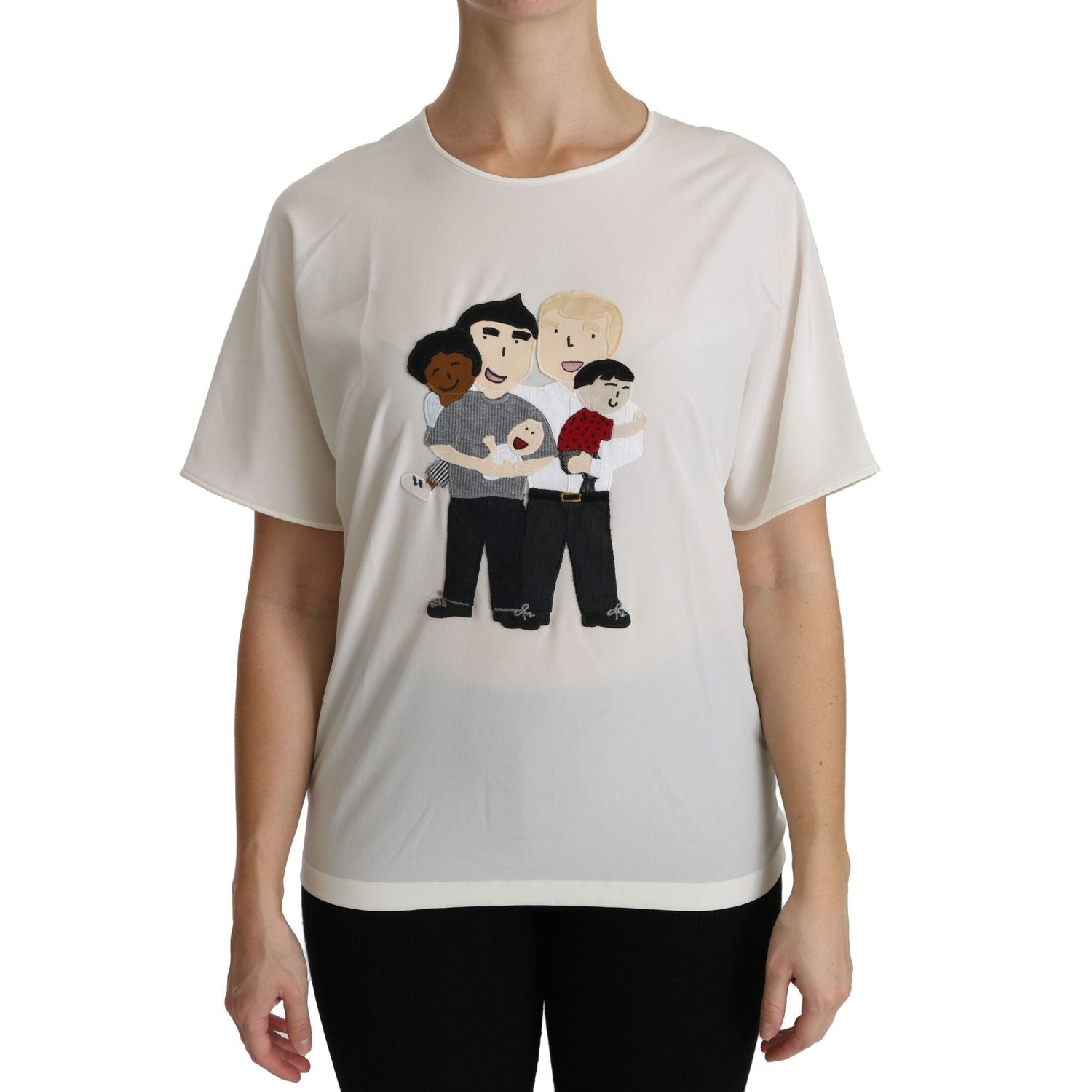 优雅真丝混纺圆领上衣