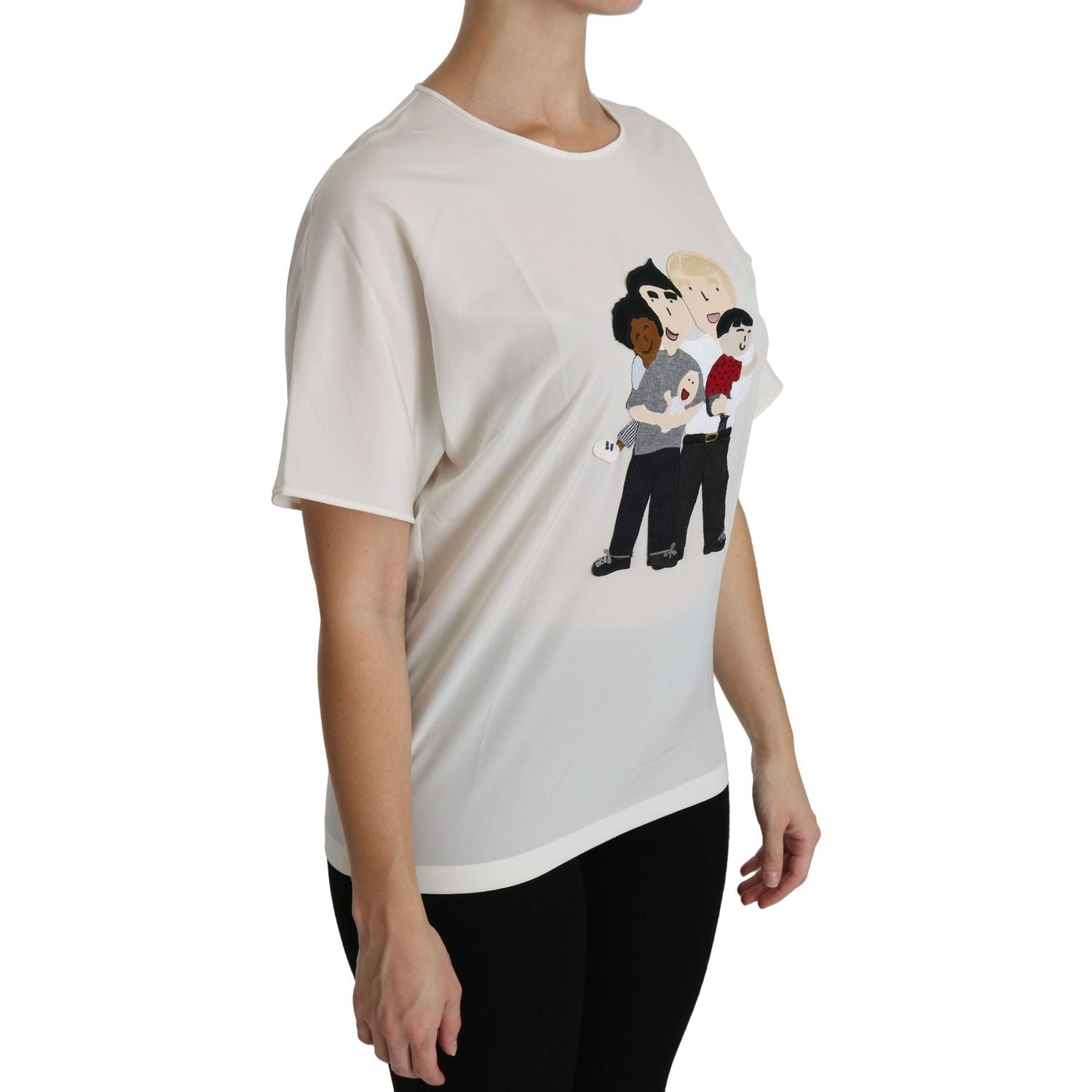 优雅真丝混纺圆领上衣