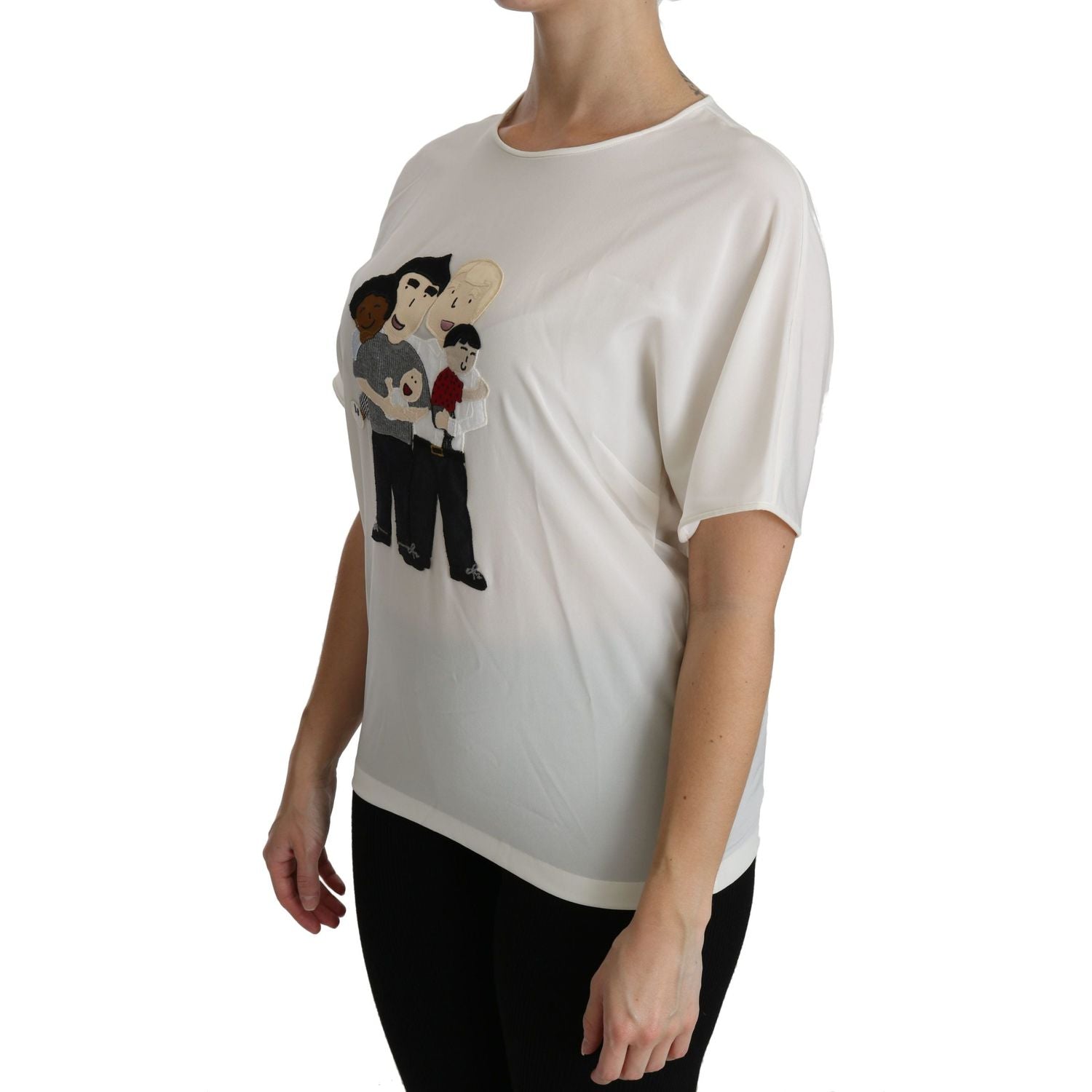 优雅真丝混纺圆领上衣