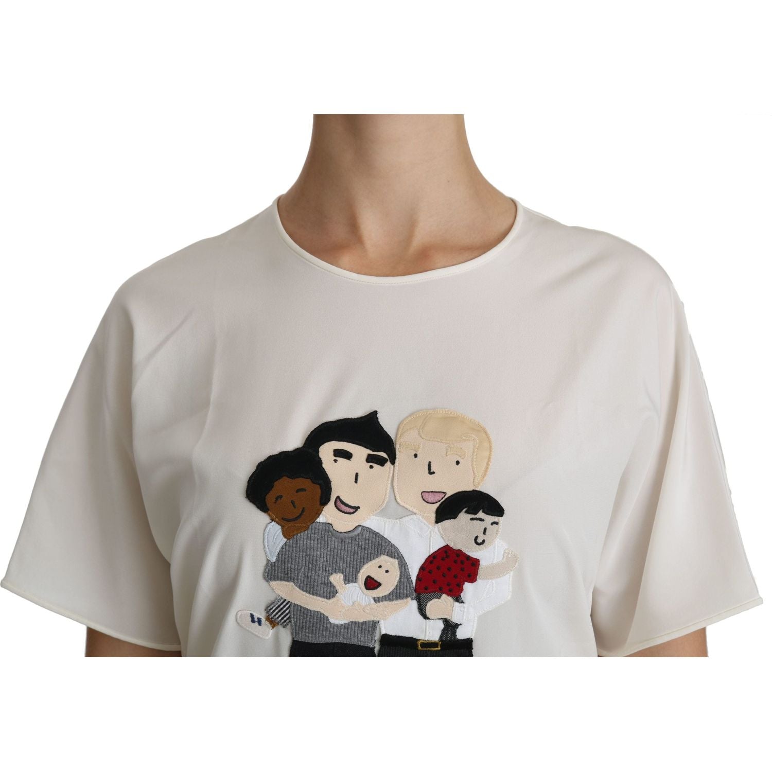 优雅真丝混纺圆领上衣