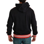Dolce & Gabbana Elegant Black Hooded Sweater with Multicolor Motif Dolce & Gabbana Black