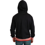 Dolce & Gabbana Elegant Black Hooded Sweater with Multicolor Motif Dolce & Gabbana Black