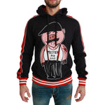Dolce & Gabbana Elegant Black Hooded Sweater with Multicolor Motif Dolce & Gabbana Rosy Brown