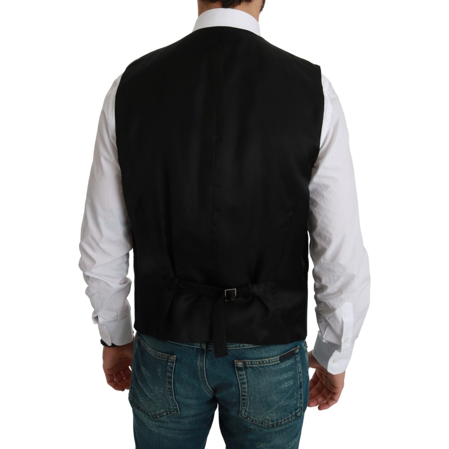 条纹棉质真丝连衣裙背心