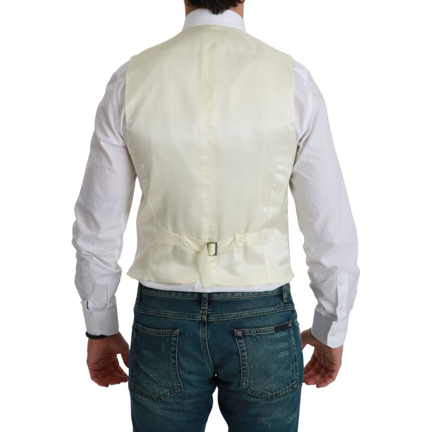Dolce & Gabbana White Waistcoat Formal Wool Vest