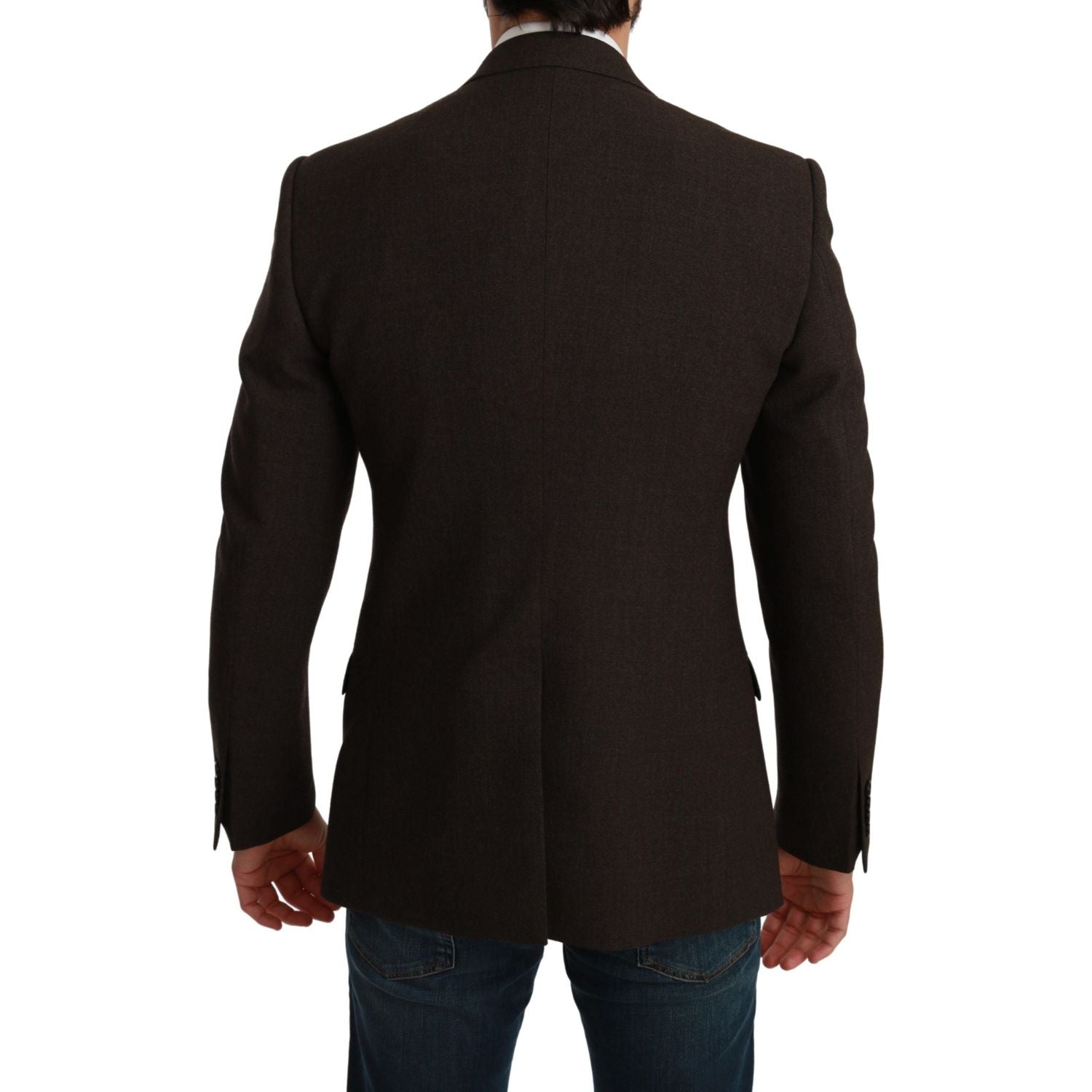 优雅棕色纯羊毛马提尼西装外套