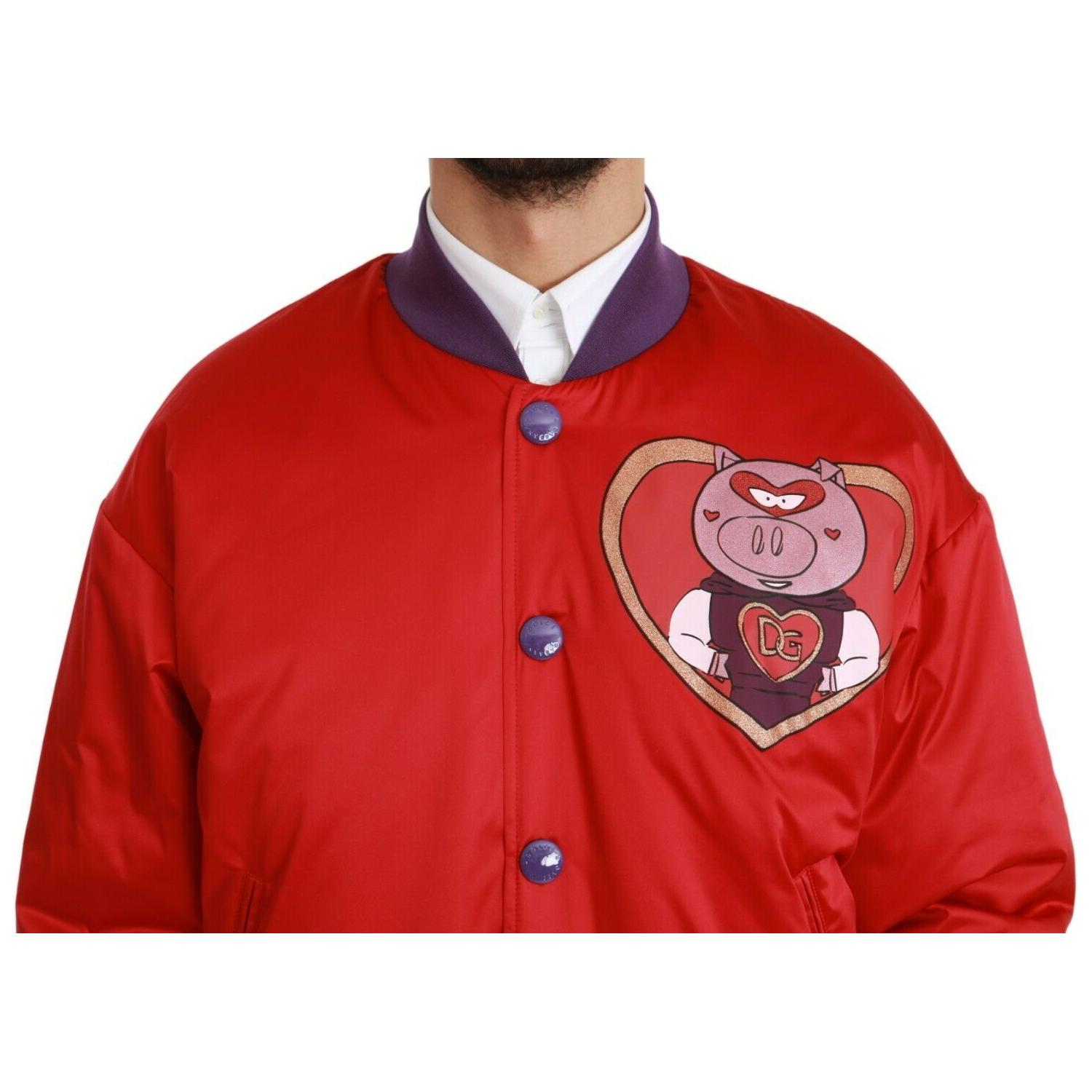 Dolce & Gabbana Red YEAR OF THE PIG Bomber Jacket
