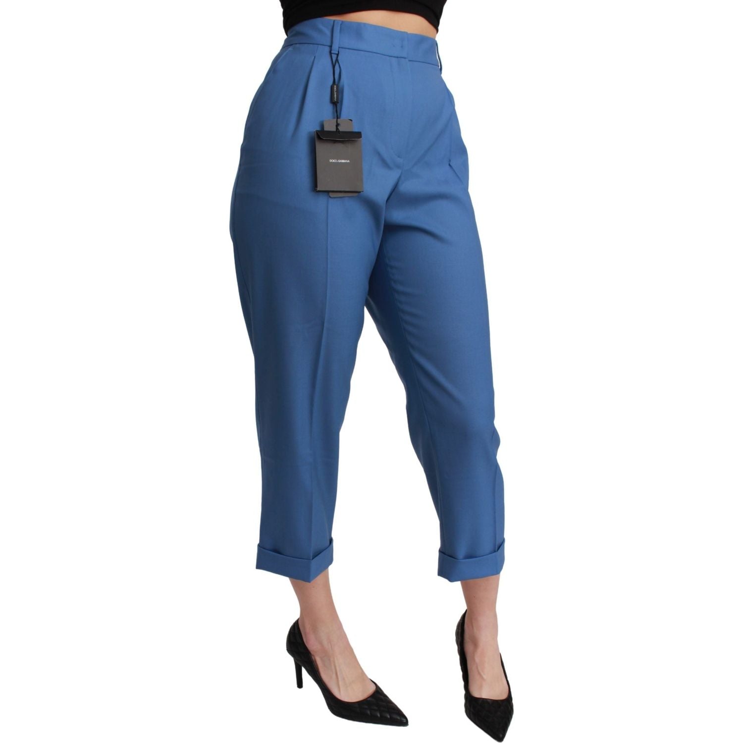 بنطلون دولتشي آند غابانا الأنيق المصنوع من الصوف المطوي