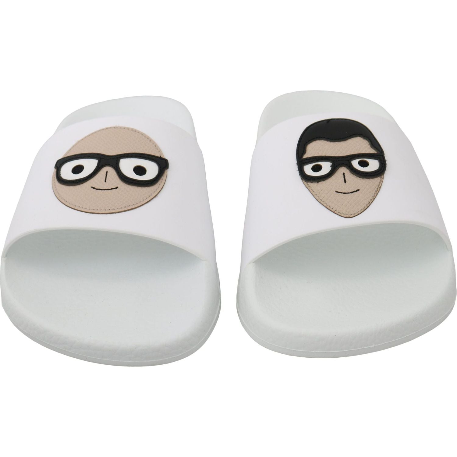 Dolce & Gabbana White Leather #dgfamily Slides Shoes Sandals