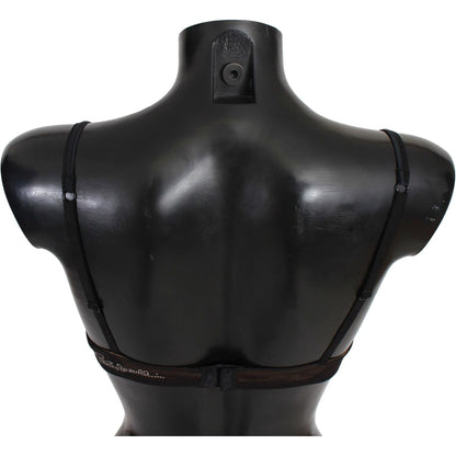 Roberto Cavalli Black Leopard Nylon Push Up Bra Underwear