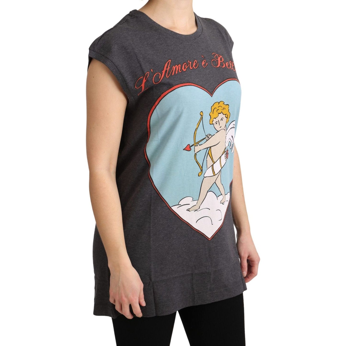 Dolce & Gabbana Gray Cotton L' Amore Top Tank T-shirt
