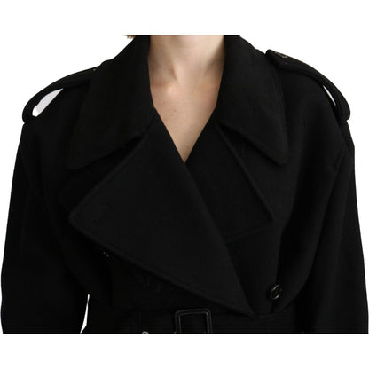 Dolce & Gabbana Virgin Wool Black Blazer Trenchcoat Jacket