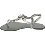 Dolce & Gabbana Silver Crystal Sandals Flip Flops Shoes LA6578-36