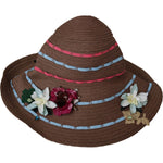 Dolce & Gabbana Elegant Floppy Straw Hat with Floral Accents Hat Dolce & Gabbana Dark Slate Gray