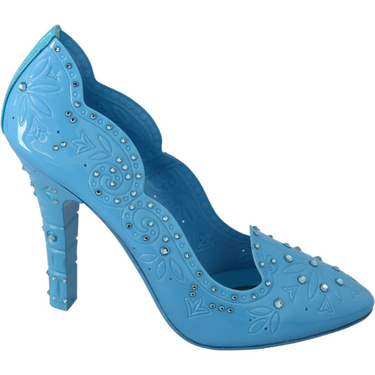 Dolce & Gabbana Crystal Embellished Blue Cinderella Pumps Dolce & Gabbana Steel Blue