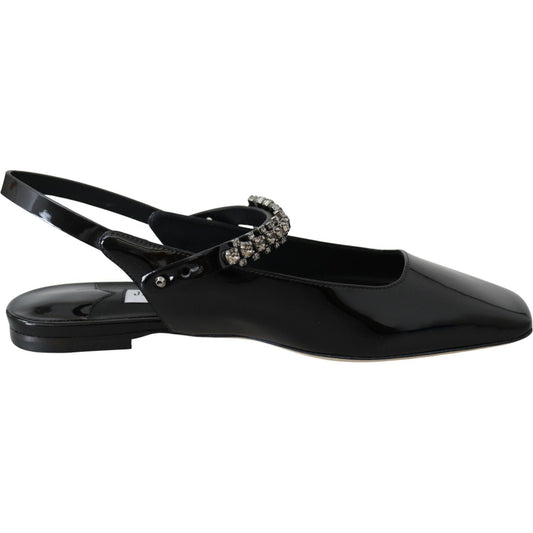 Jimmy Choo Elegant Black Patent Flats with Crystal Accent Jimmy Choo Black