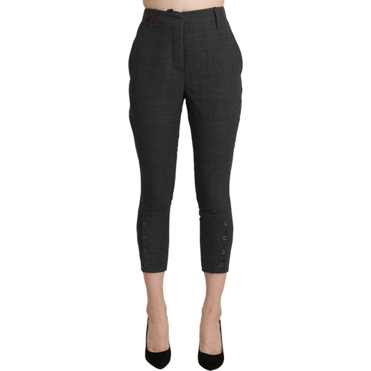 Ermanno Scervino Gray High Waist Capri Cropped Cotton Pants