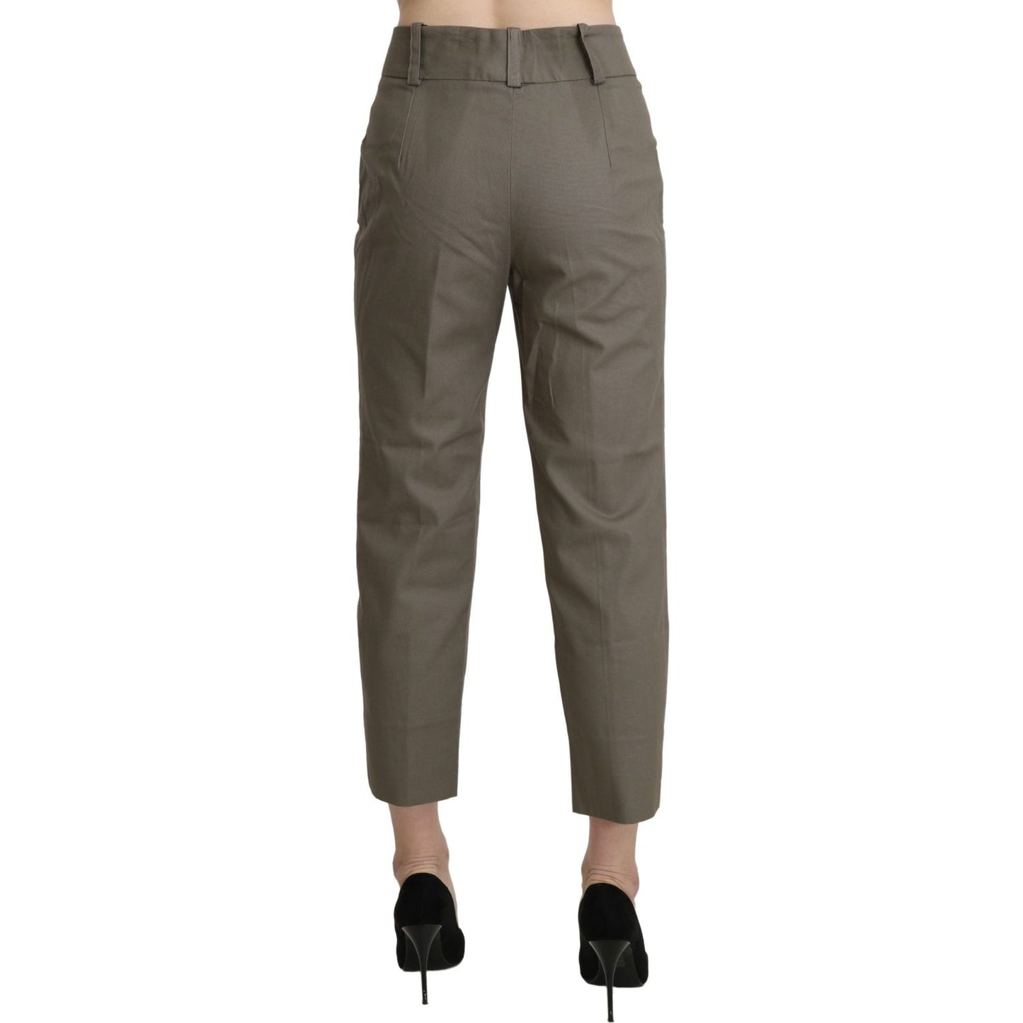 BENCIVENGA Gray High Waist Cropped Dress Trouser Pants PAN71344-46