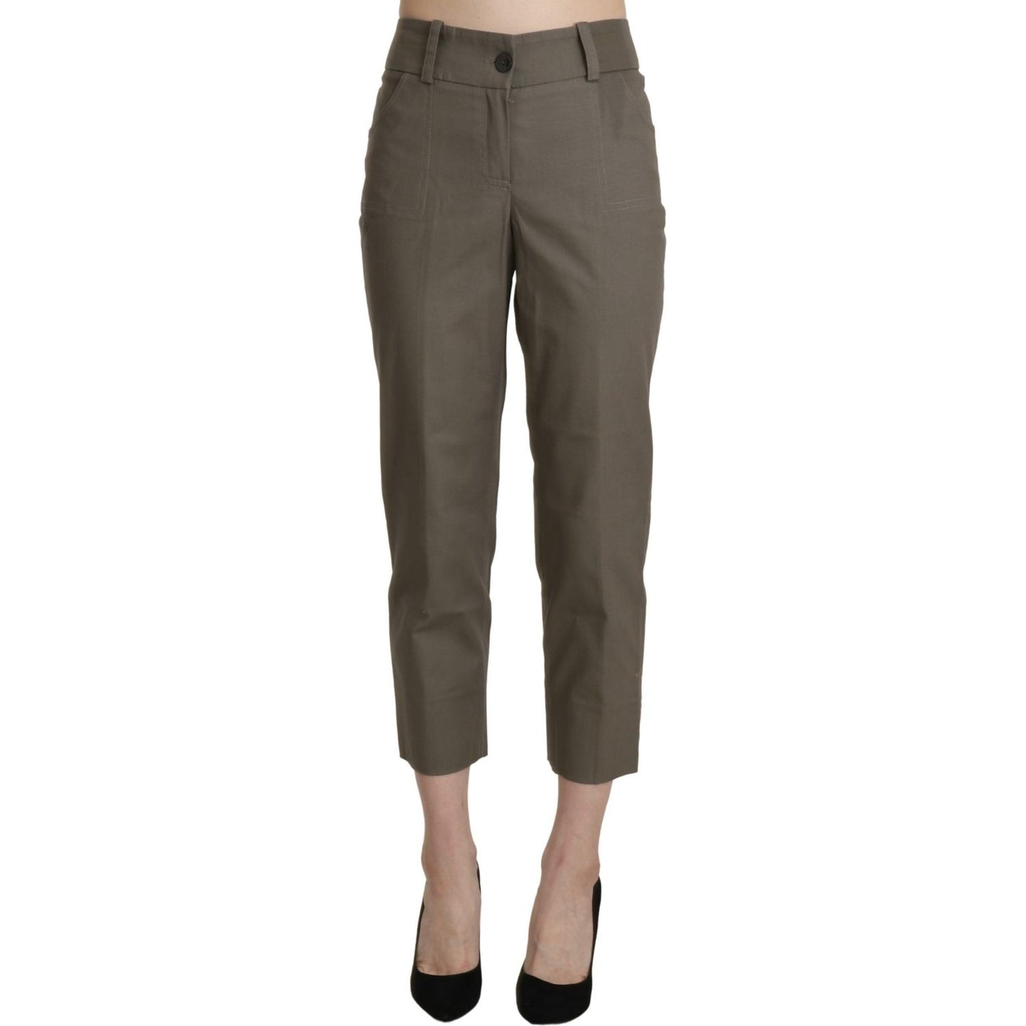 BENCIVENGA Gray High Waist Cropped Dress Trouser Pants PAN71344-46