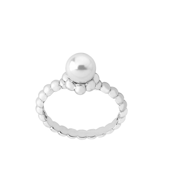 MAJORICA JEWELRY Mod. 14388.01.2.917.010.1 silver ring with a pearl centerpiece on a beaded band design