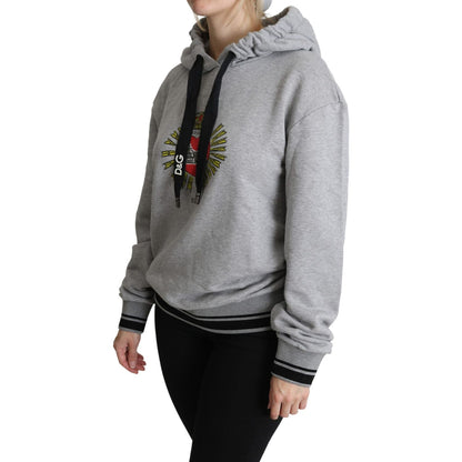 Dolce & Gabbana Gray Printed Hooded Exclusive Logo Sweater