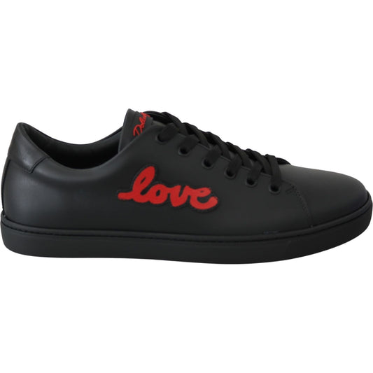Dolce & Gabbana Elegant Leather Sneakers with Red Accents Dolce & Gabbana Dark Slate Gray