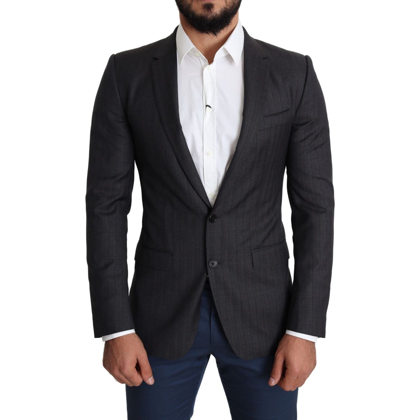 Dolce & Gabbana Black Wool Single Breasted Coat MARTINI Blazer JKT2774-46