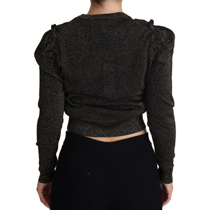 Dolce & Gabbana Black Gold Cropped Women Pullover Sweater