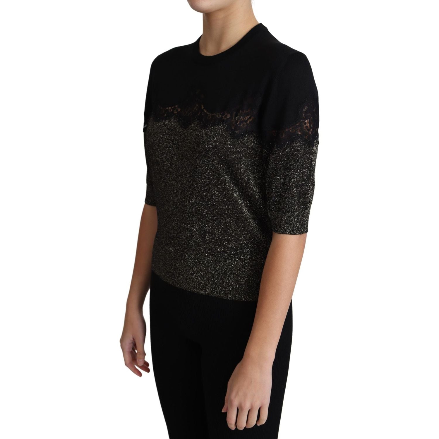 بلوزة دولتشي آند غابانا الأنيقة المصنوعة من قماش الجيرسيه والدانتيل