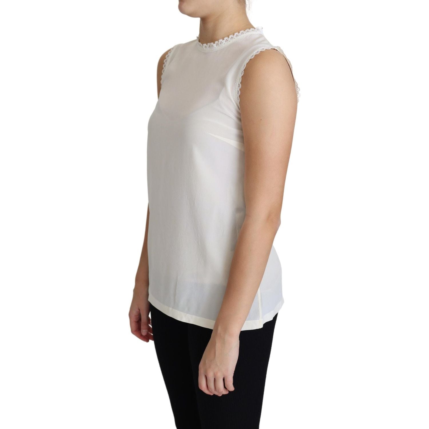 优雅丝绸蕾丝无袖衬衫