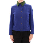 Andrea Incontri Elegant Blue Wool Jacket with Removable Collar Coats & Jackets Andrea Incontri Dark Slate Blue