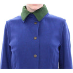 Andrea Incontri Elegant Blue Wool Jacket with Removable Collar Coats & Jackets Andrea Incontri Dark Slate Blue