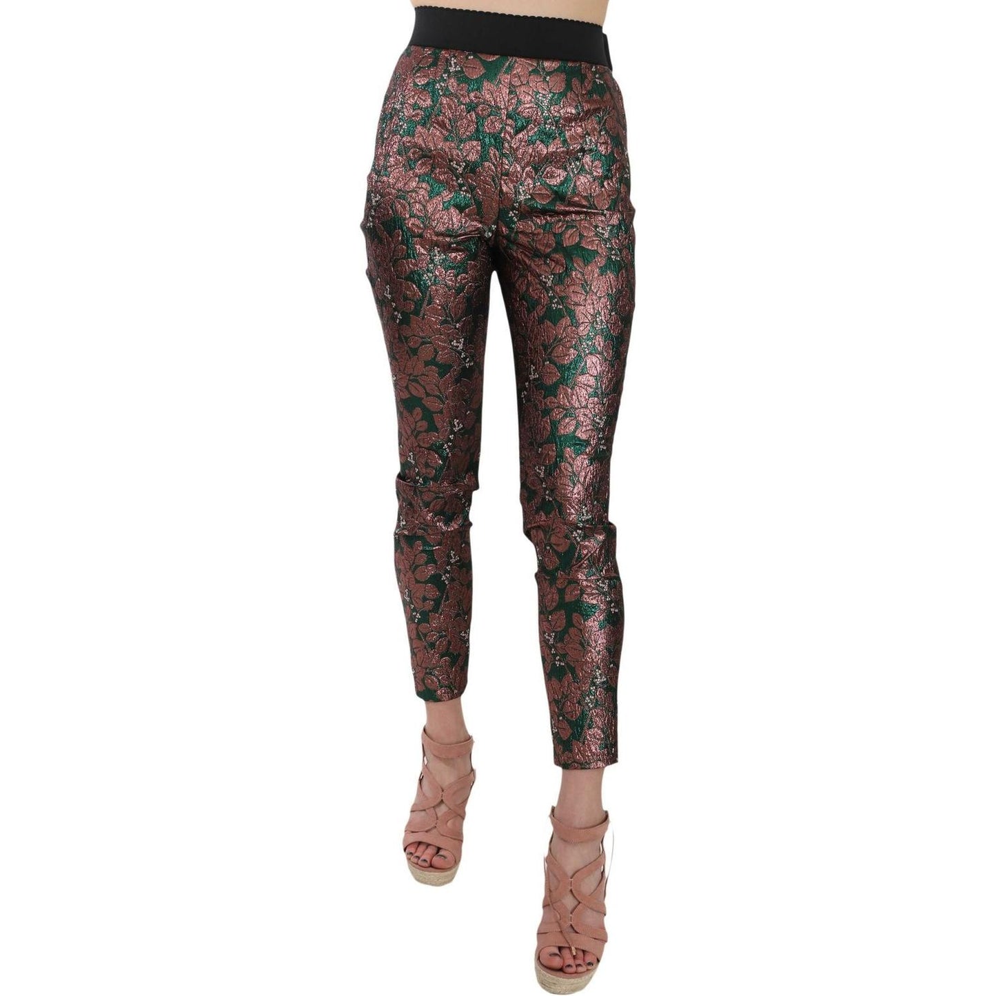 Dolce & Gabbana Multicolor Iridescent Brocade Jacquard Trousers Crop Pants PAN70014-36