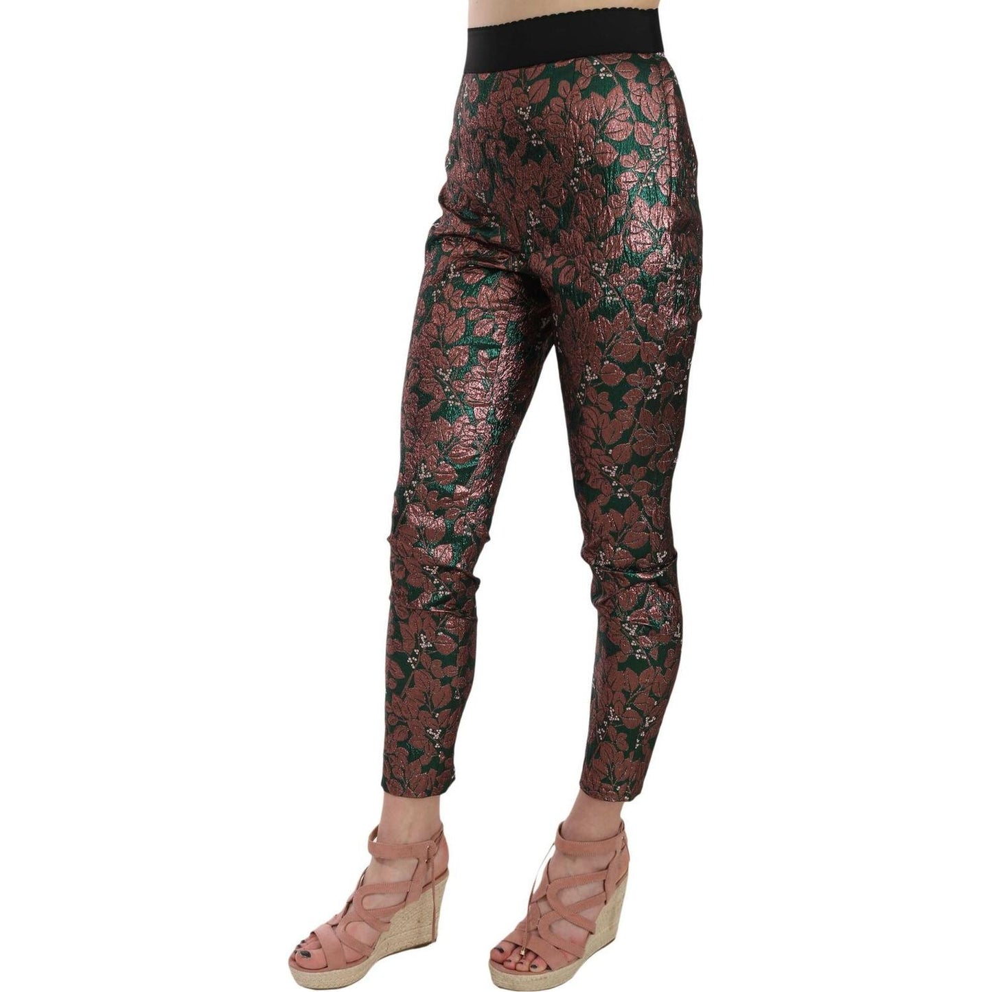 Dolce & Gabbana Multicolor Iridescent Brocade Jacquard Trousers Crop Pants PAN70014-36