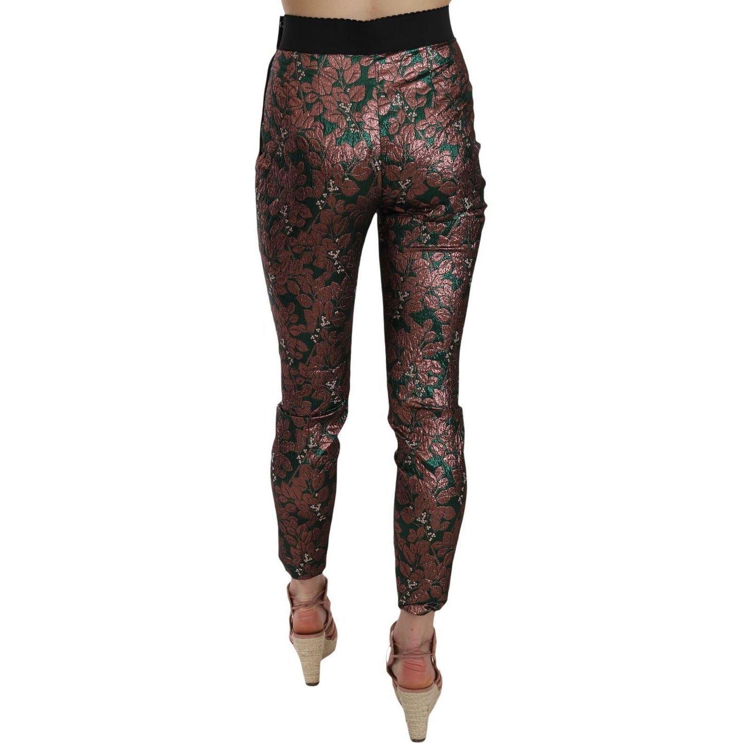 Dolce & Gabbana Multicolor Iridescent Brocade Jacquard Trousers Crop Pants PAN70014-36