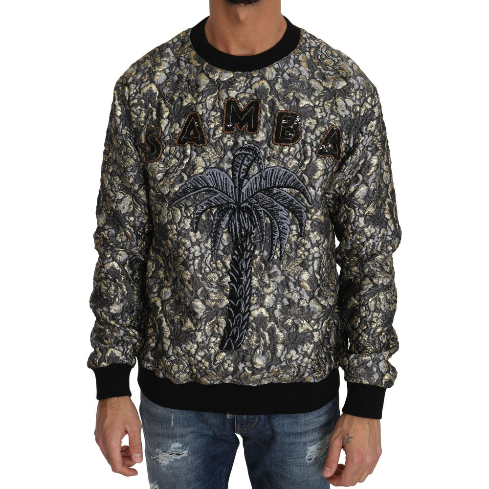 Dolce & Gabbana Samba Jacquard Palm Crewneck Sweater Dolce & Gabbana Dark Slate Gray