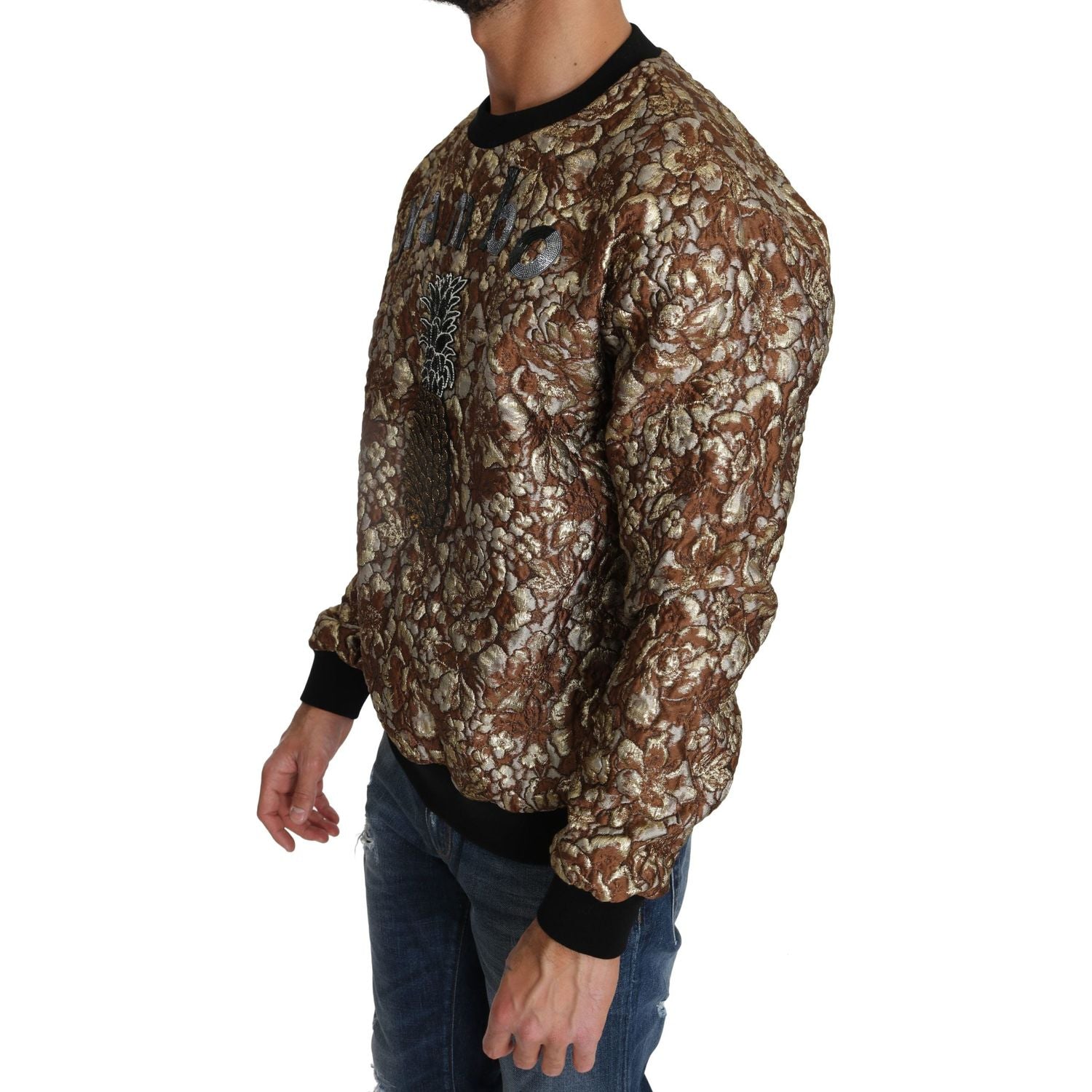 华丽多色圆领毛衣