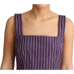 Dolce & Gabbana Purple Striped Cotton A-Line Stretch Dress DR2750-IT42