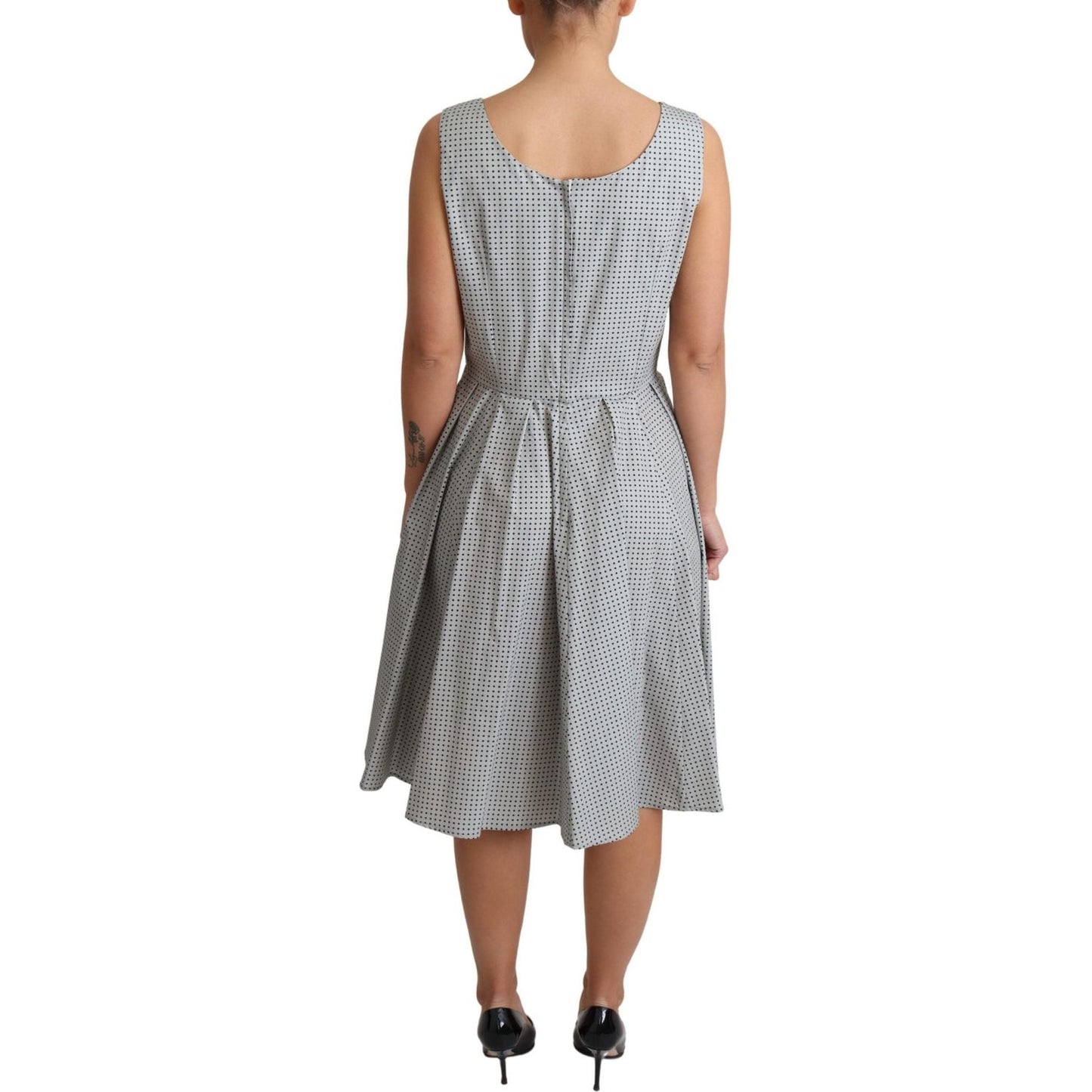 Dolce & Gabbana Gray Polka Dotted Cotton A-Line Dress