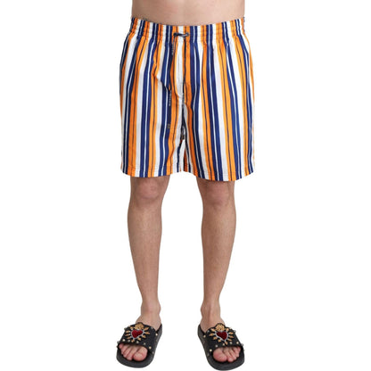 Dolce & Gabbana Multicolor Striped Beachwear Swimshorts